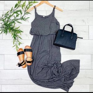 ⭐️Heather Grey Gathered Waist Maxi Dress